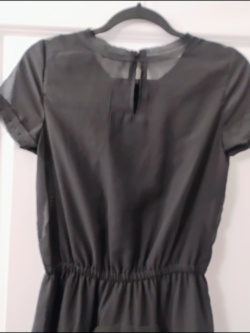 Converse One Star Black Tiered Ruffle Mini Dress Sheer Overlay Goth Grunge Small - Picture 4 of 8
